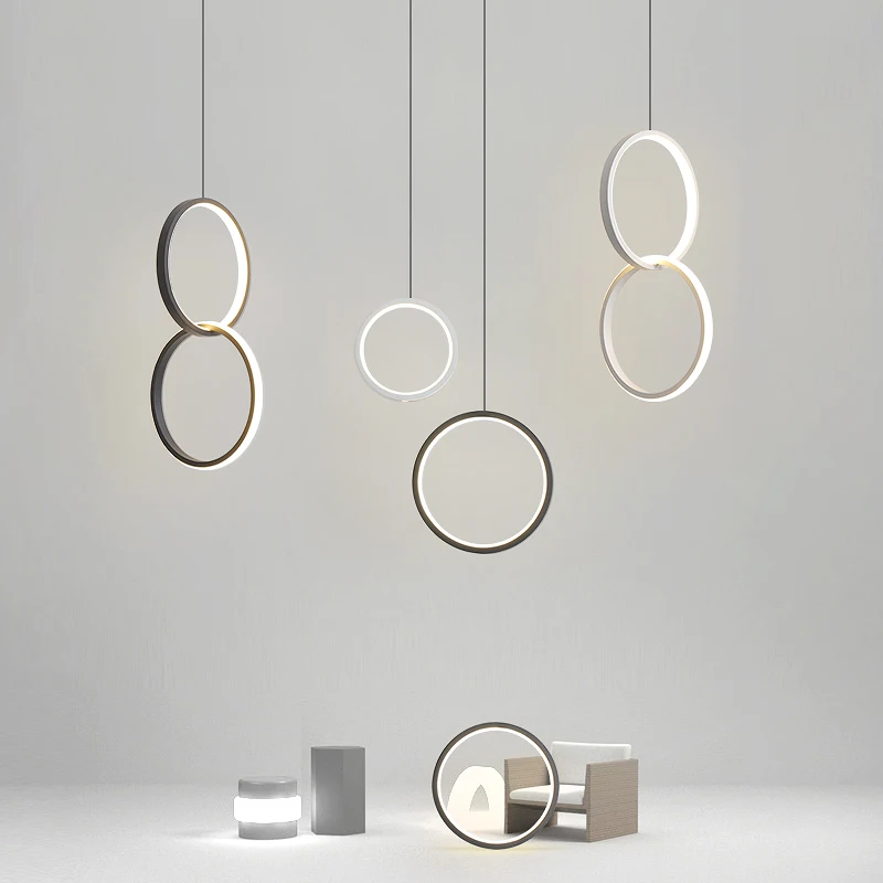 

NEO Gleam Circle Rings Modern led Pendant Lights for bedroom bedside dining room bar white/black color led pendant lamp 90-260V