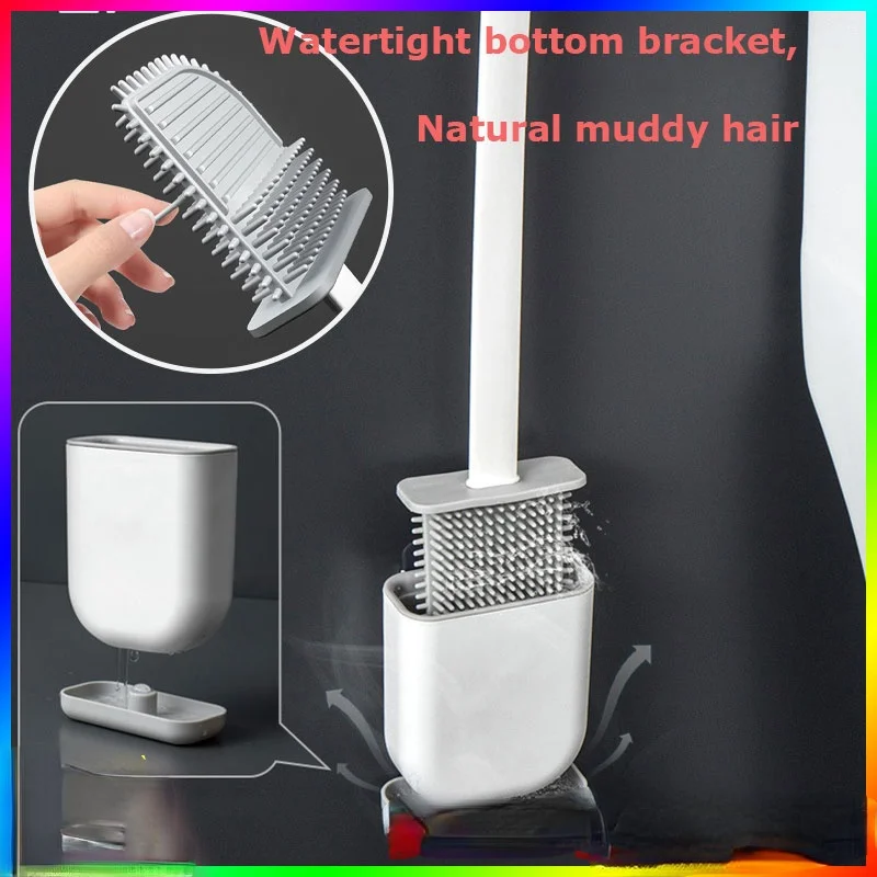 With Toilet Holder's Silicone Toilet Brush Bathroom Accessories Wall-mounted Toilet Accessories Leakproof Brush Stand