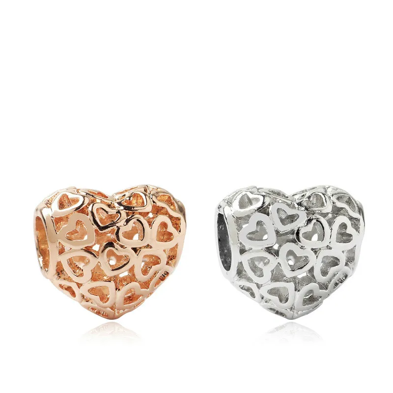 5 шт. оптовая продажа недорогие амулетные бусины в форме сердца цвета розового