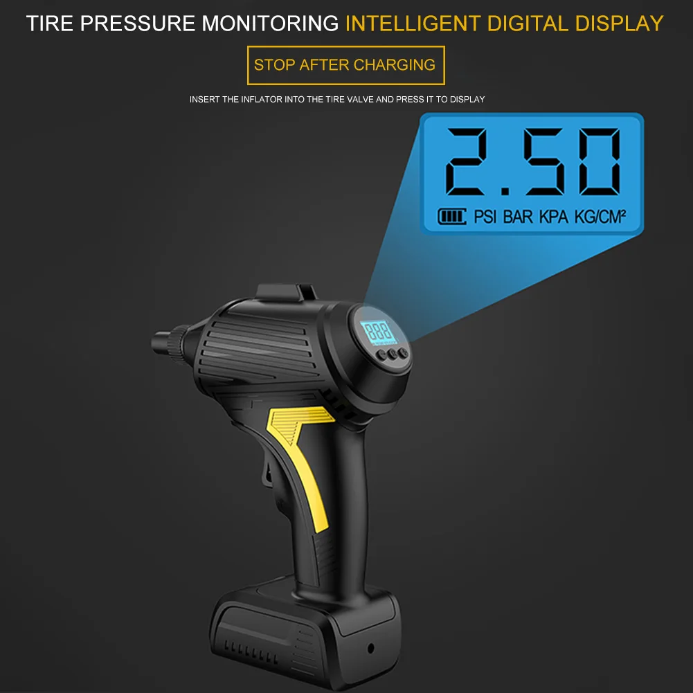 

USB Rechargeable Universal Handheld Pump 12V 150PSI LCD Digital For Car Bicycle Motorcycle Air Compressor Tire Inflator Cordless