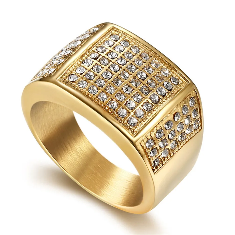Большое мужское кольцо в стиле хип хоп из нержавеющей стали 316L с квадратным