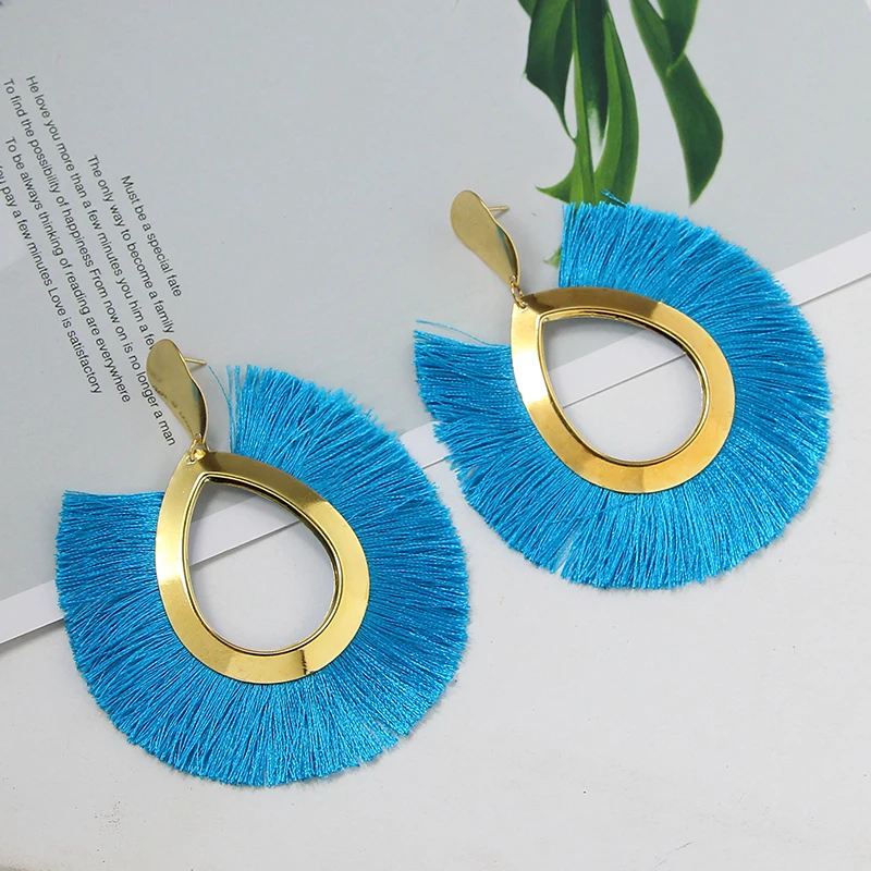 Женские богемные висячие серьги Qtian с большими кисточками и бахромой ручной
