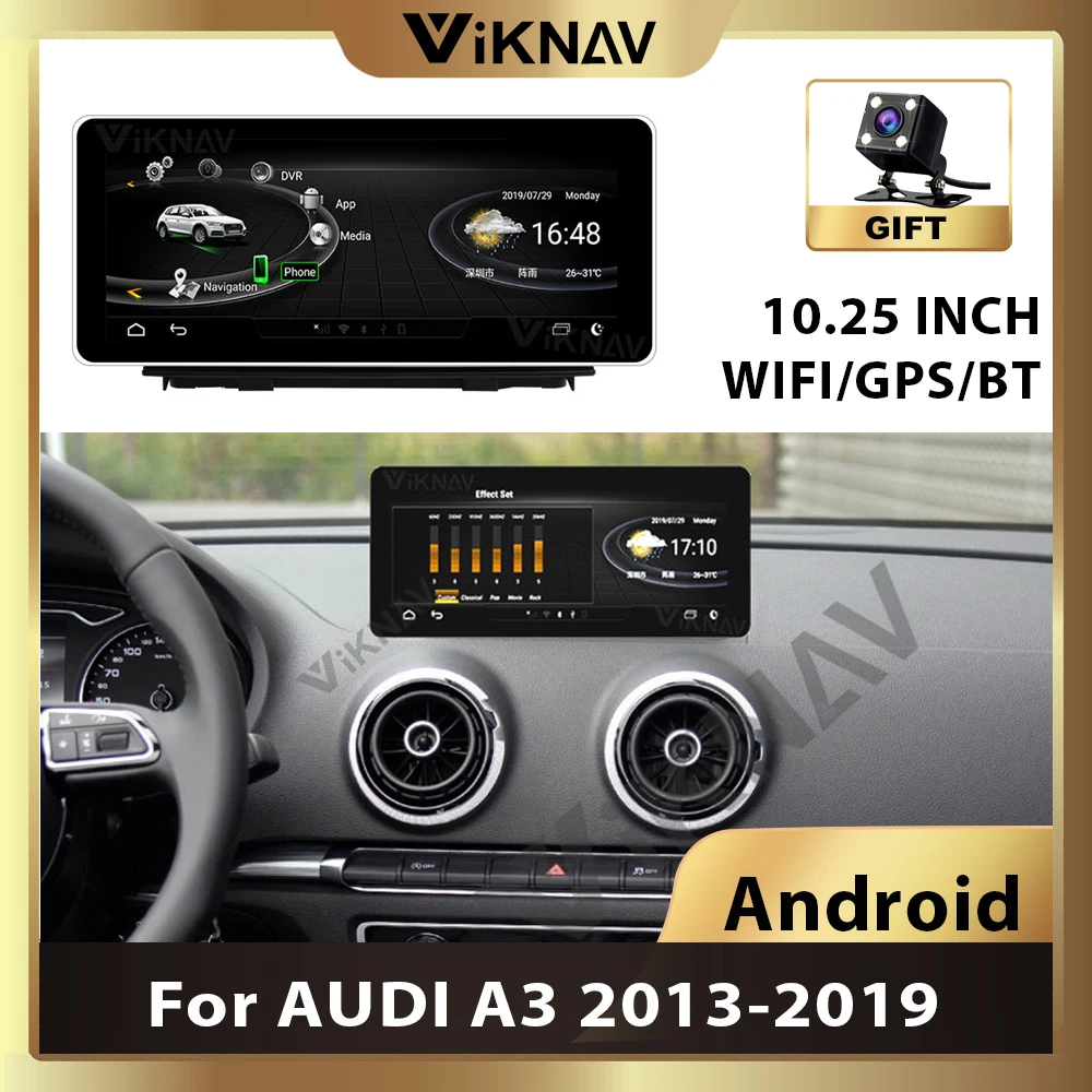 

10.25inch Car Multimedia Radio Player Stereo Android 9.0 GPS Navigation For-AUDI A3 2013-2019 Touch Screen GPS Map