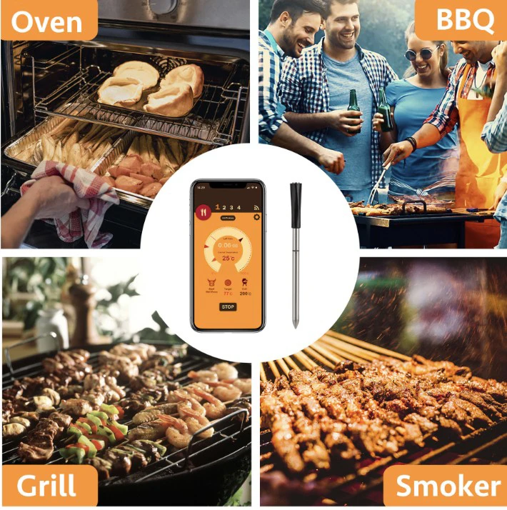 

Kitchen Oven Thermometer Wireless Smart Bluetooth BBQ Thermometer Meat Candy Fry Dinning Household Cooking Thermometers