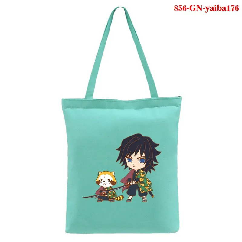 

Kimetsu no Yaiba Shopping Bag Recycle Bag Reusable Tote Bag Manga Print Eco Canvas Bags Anime Shopper Bag Harajuku Beach bag