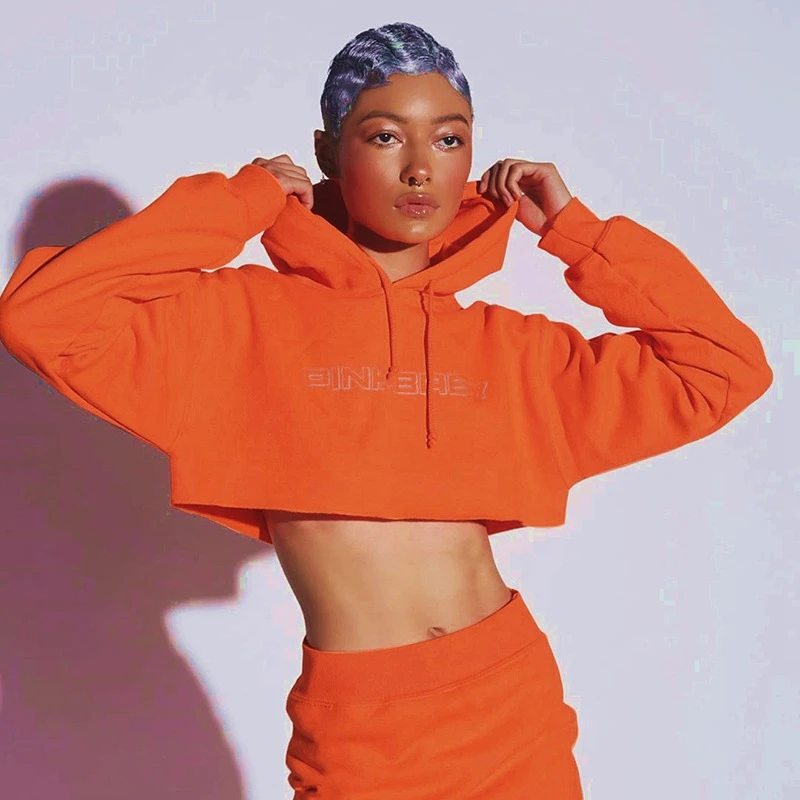 Сексуальный светоотражающий худи с надписью укороченный топ флуоресцентный