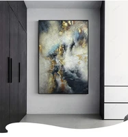 hand painted abstract gold and blue oil paintings handmade modern canvas painting wall painting for living room home decoration