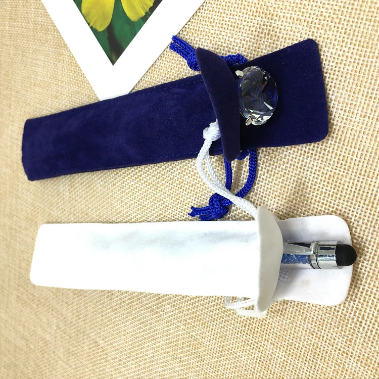 Хрустальная ручка карандаш простой однотонный чехол из плюшевой ткани