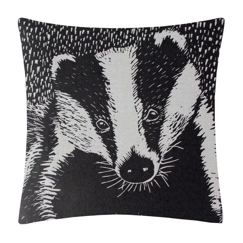 Cartoon Badger Animal Cushion Covers Linen Throw Pillow Cover 45X45cm Sofa Decoration | Дом и сад