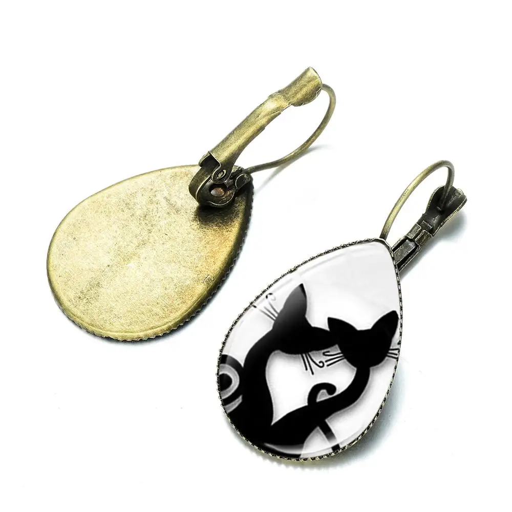 Абстрактные парные коты художественная живопись капли воды серьги комикс стиль