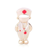 blucome enamel medical doctor shape brooches for women men alloy red cross figure decoration red enamel pin brooch badge joias