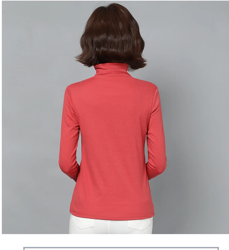 

Winter T-shirts Cotton Turtleneck Daisy T Shirt Women Long Sleeve Slim Tops Tees Autumn t shirt for women Casual Wear Female