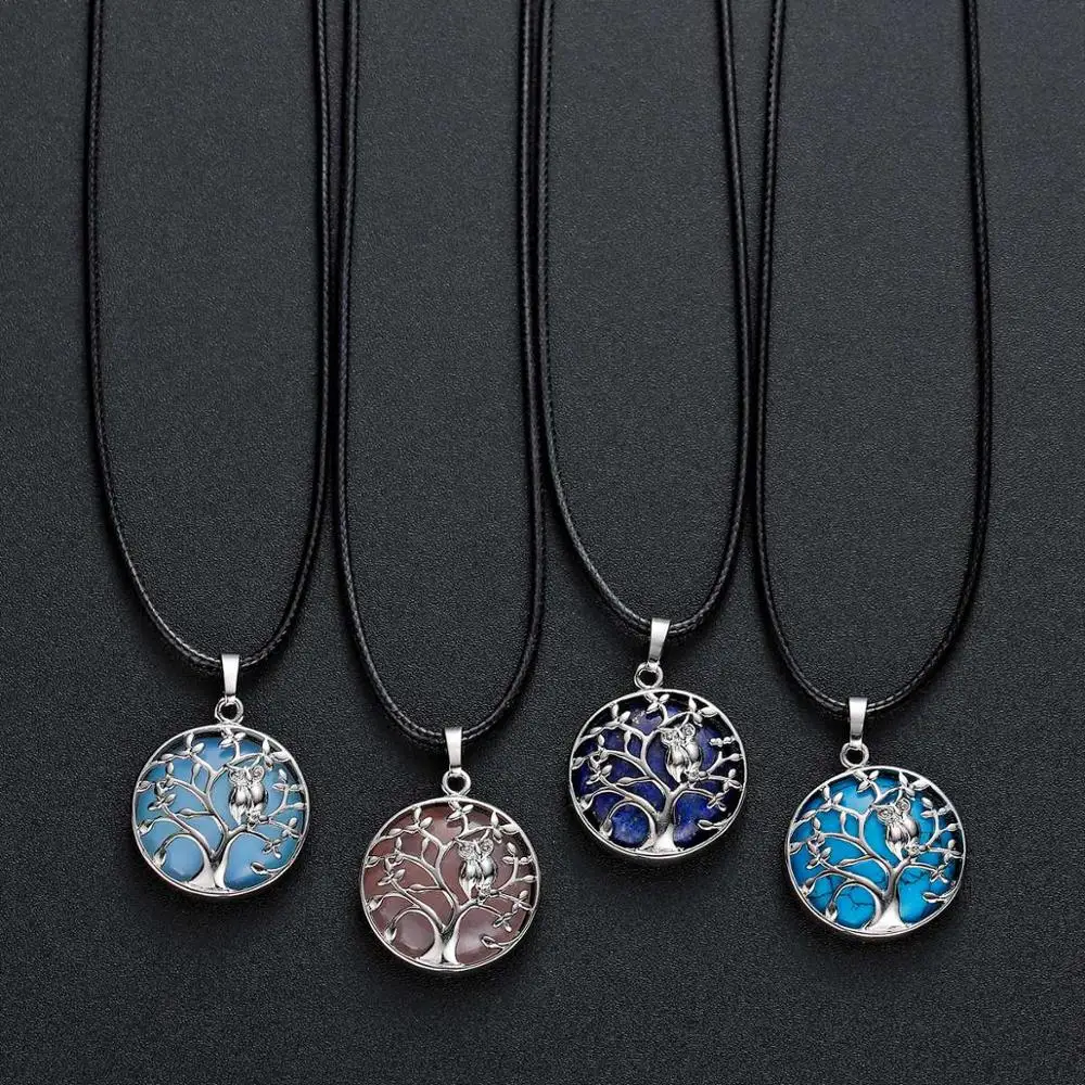 Кулон в виде маленькой совы ASHMITA Life of Tree диффузор эфирных масел круглый камень