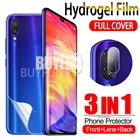 Защитная Гидрогелевая пленка 3 в 1 для Xiaomi Redmi Note7 Note7 Pro 7s, пленка для экрана, стекло для объектива Xiomi Redmy Note7Pro Note7, полное покрытие