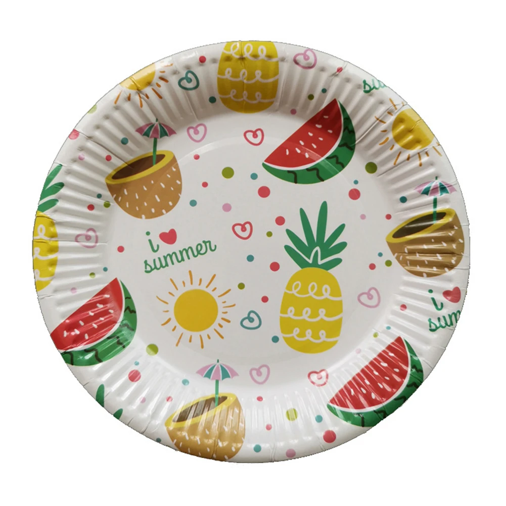 10pcs Photograph Cafe Wedding Fruit Birthday Party Props Decoration Disposable Cake Tray Paper Plate Pineapple Printed Dessert | Дом и сад
