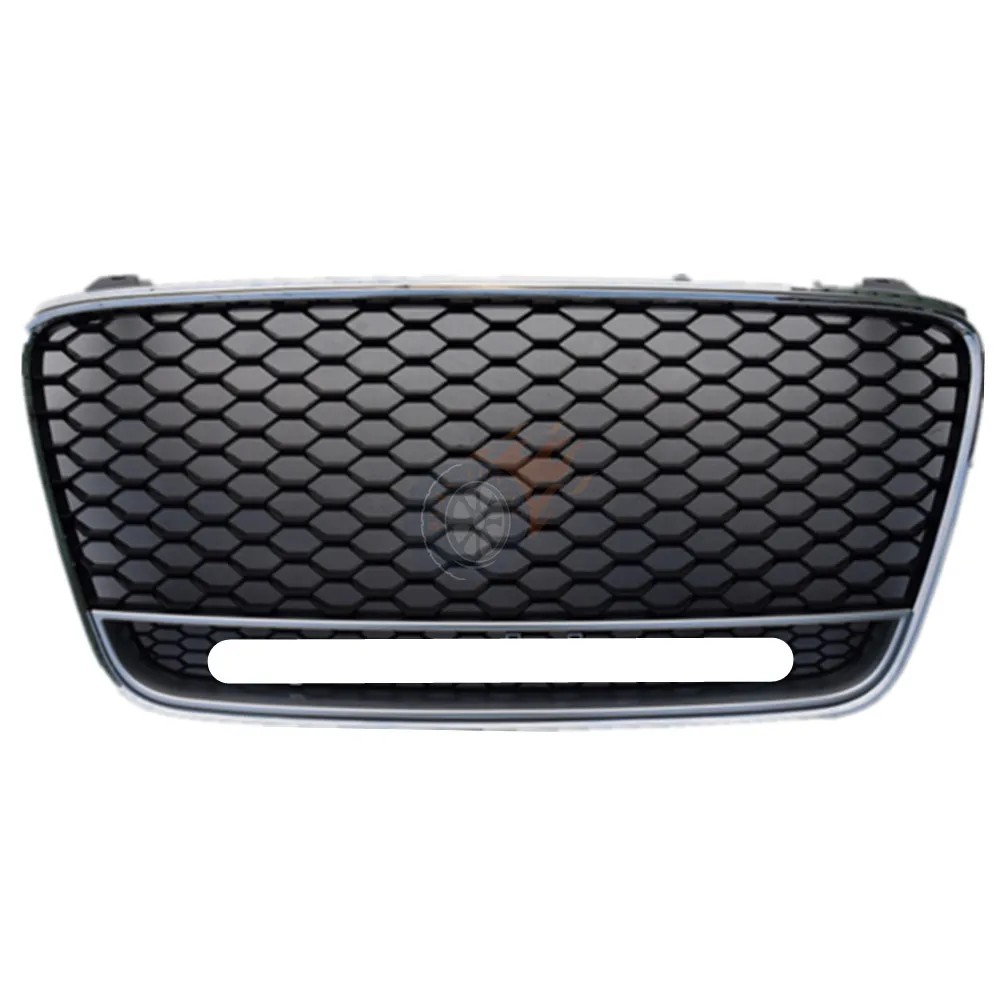 Решетка в виде сот для Audi R8 RS style 2007-2012 с шестигранной сеткой для стайлинга переднего бампера ABS гоночные решетки с Европейским держателем пластины - Цвет: 08-12 CHROME
