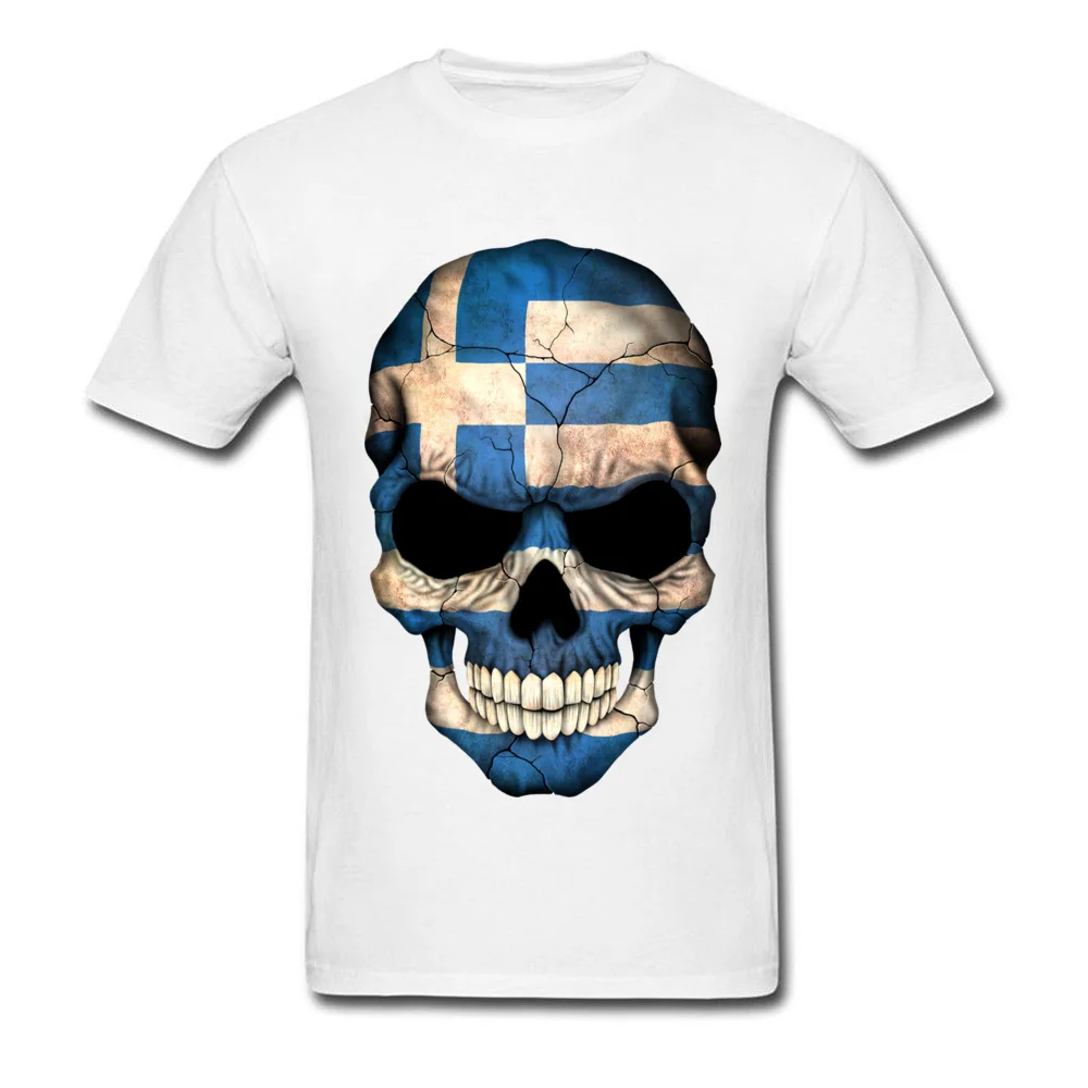 

Personalized Punk Style Greek Flag Skull T-Shirt. Summer Cotton Short Sleeve O-Neck Mens T Shirt New S-3XL