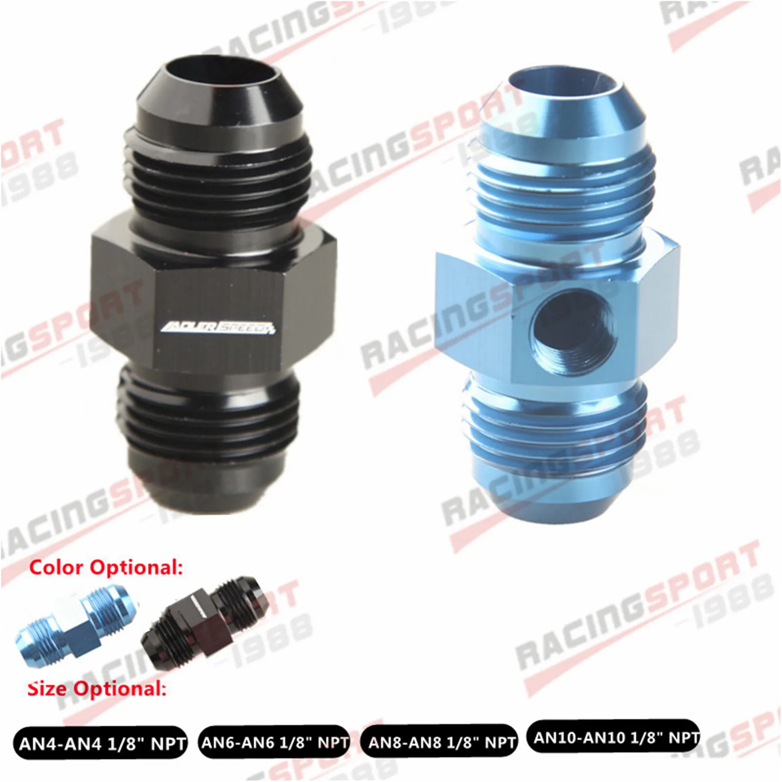 

ADLER SPEED AN4 AN6 AN8 AN10 Male To Male With 1/8" NPT Port Adapter Fuel Pressure Gauge Fitting Blue/Black