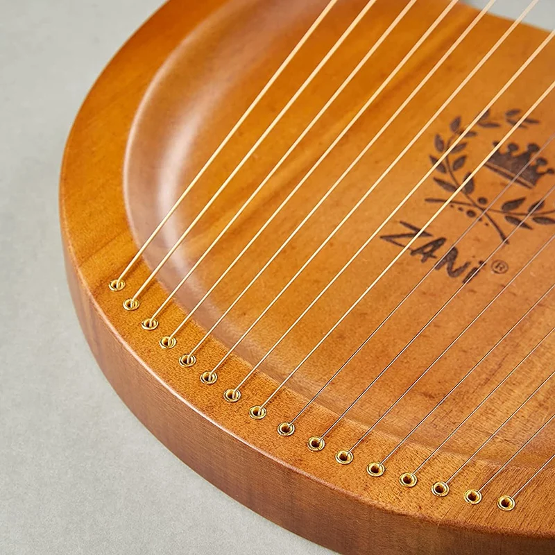 

ZANi Lyre Harp,16 Metal Strings Harp Mahogany Crown Pattern Lyre Harp,Portable Stable Sound Quality Harp for Instrument Lovers