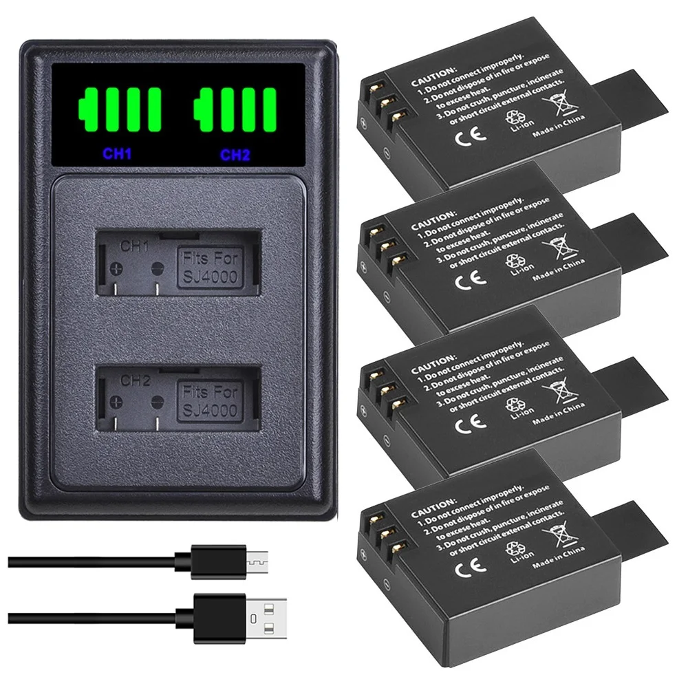Аккумулятор SJ4000 PG1050 + двойное зарядное устройство USB для подводной камеры Crosstour