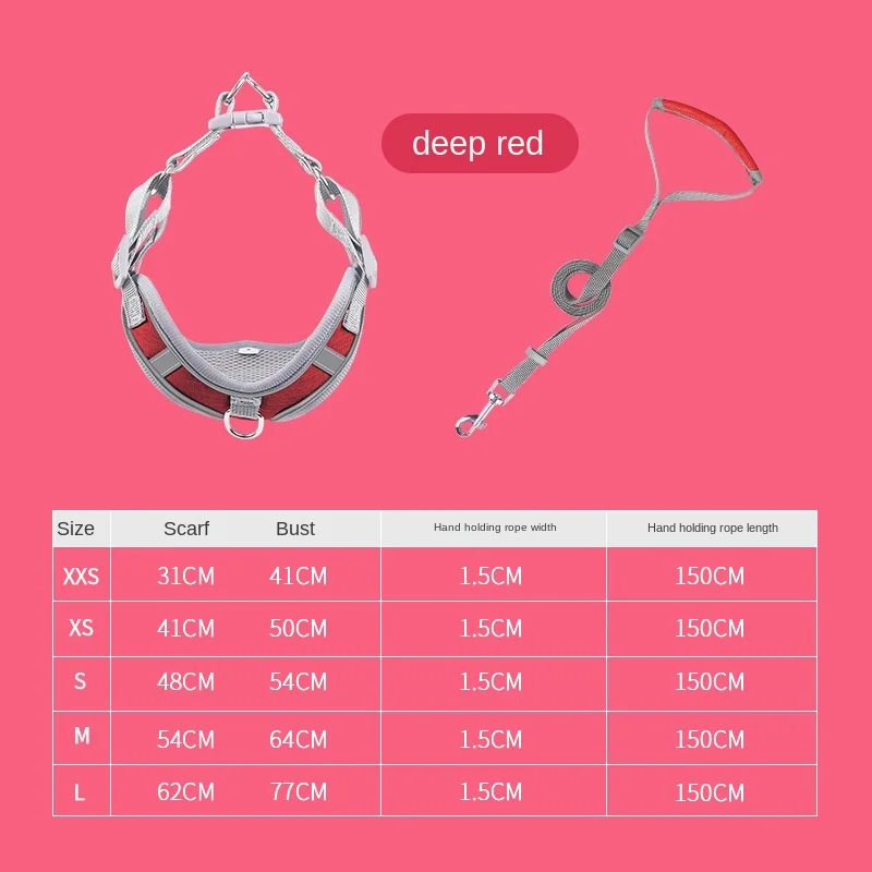 

Pet Harness Small and Medium Dog Hand Holding Rope Vest-Style Anti Breaking Loose Reflective Breathable Chest and Back Suit