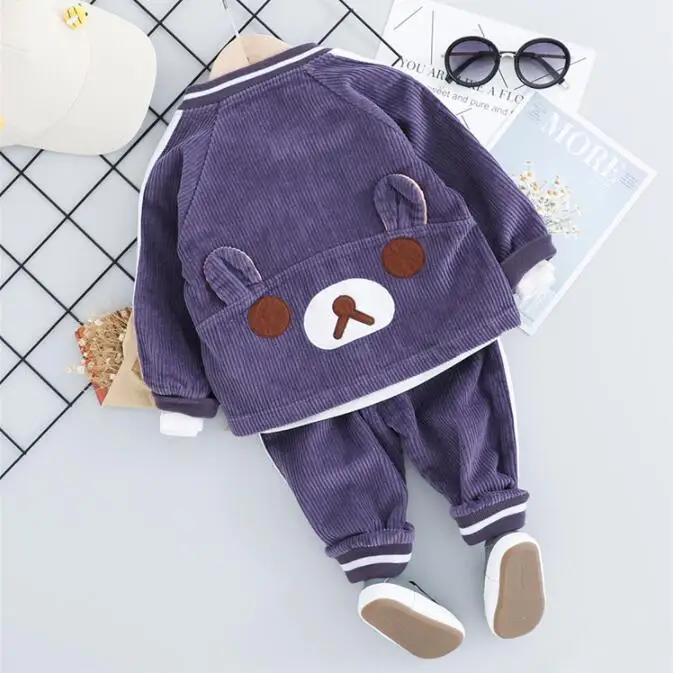 3 шт./компл. Детская футболка и штаны с мультяшным медведем|Комплекты одежды для