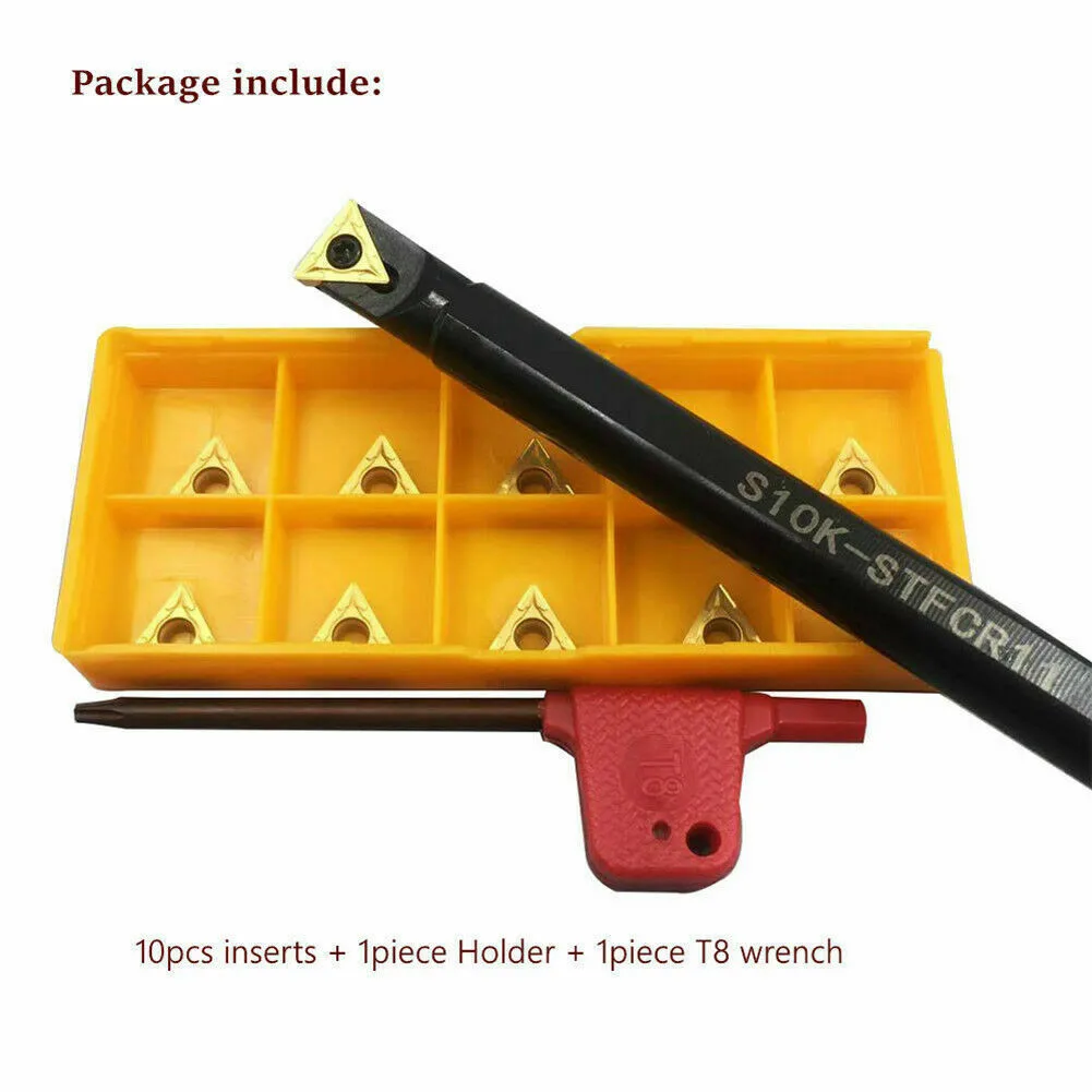 

S10K-STFCR11 Lathe Internal Turning Tool Holder Boring Bar + TCMT110204 Inserts Boring Bar For Internal Turning Tool Rest Lathe