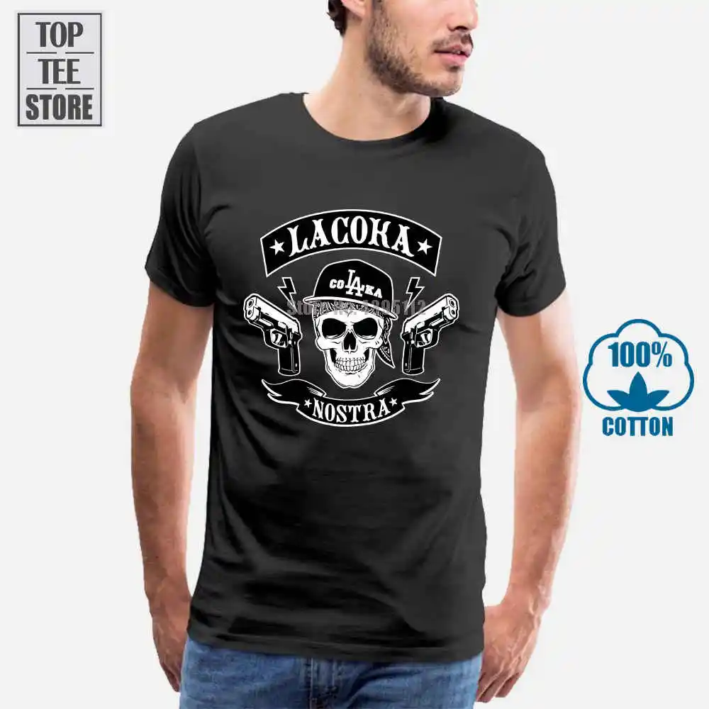 La Coka Nostra Men'S Mc Ny Футболка Xx Большой черный рокабилия|Мужские футболки| |