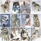 HUACAN зимняя фотография животных 5D DIY алмазная живопись снег полный набор для вышивки декоративные картины