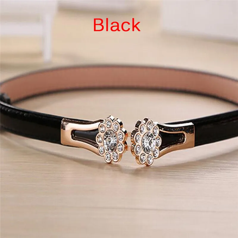 

Черный тонкий ремень с кристальной пряжкой из искусственной кожи Аксессуары для пояса платья