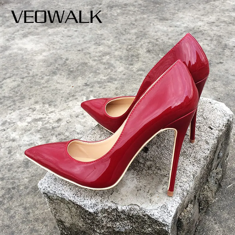 Veowalk/пикантные женские туфли лодочки из лакированной кожи на высоком каблуке с