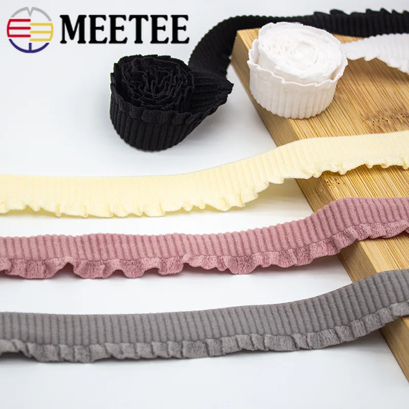 

20/40M 20mm Nylon Yarn Elastic Band Pleated Stretch Lace Trim Trouser Belt Elasticity Webbing Rubber Band Sewing Spandex Tape