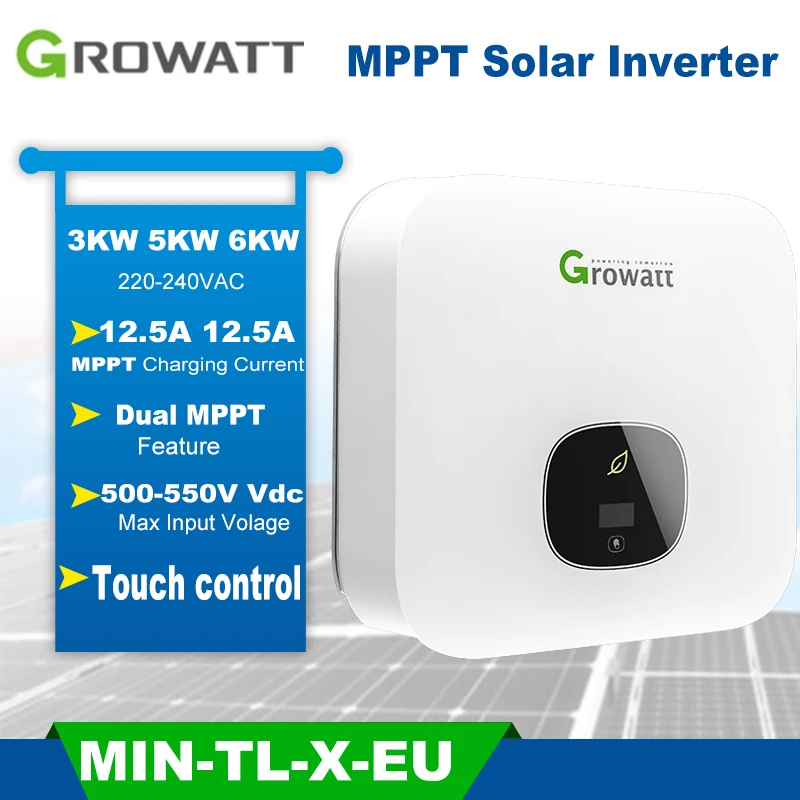 

Growatt сетка галстук мини-инвертор на солнечной батарее 3 кВт 5 кВт 6 кВт 230 В переменного тока зарядное устройство Макс PV вход 550 в двойной MPPT отслеживание ЕС Версия IP65 Touch Butto