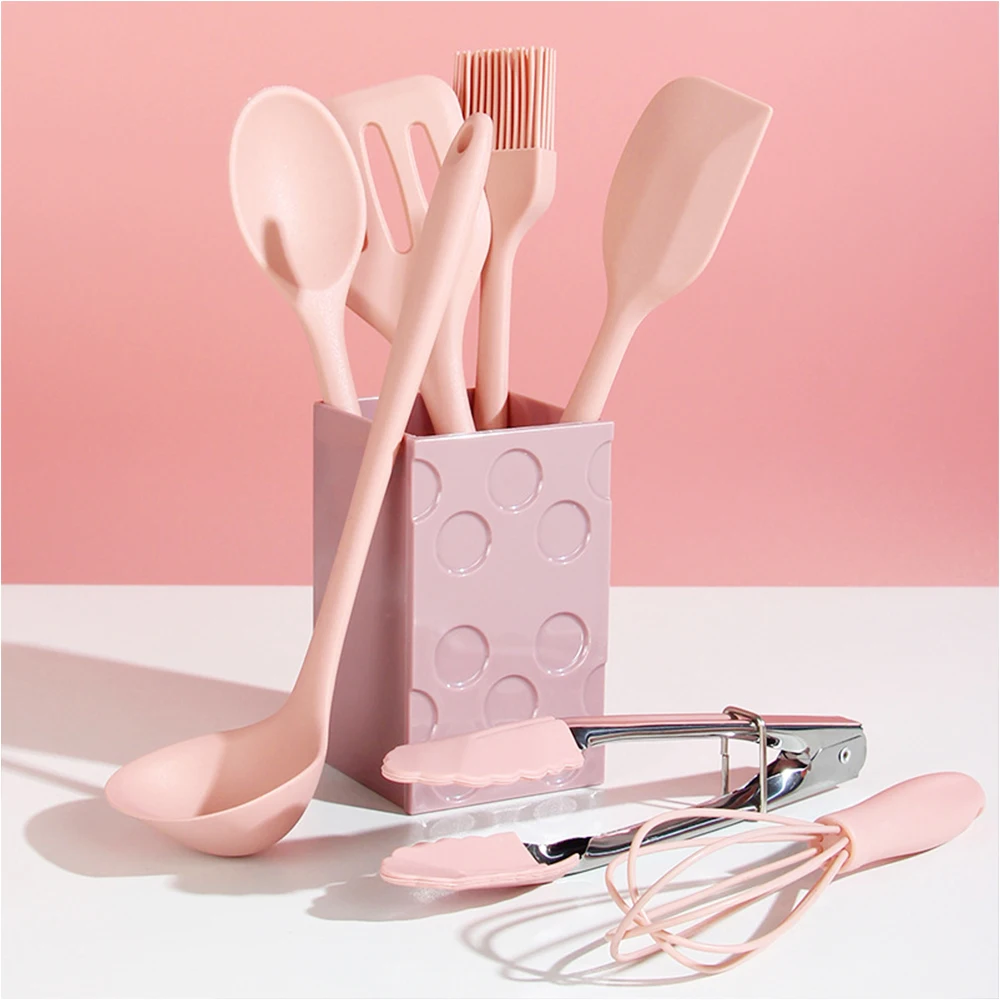 

Набор кухонной посуды из 8 предметов, силиконовый антипригарный прибор для приготовления еды с ложкой и венчиком, контейнер для хранения, ку...