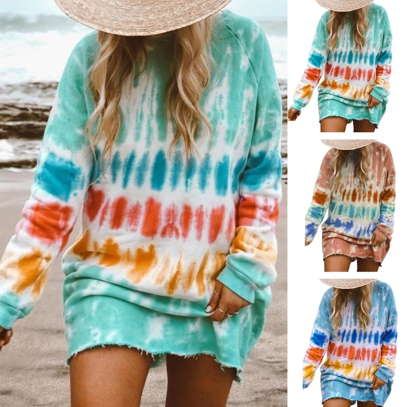 

Женский осенний свитер с длинными рукавами и вырезом лодочкой, повседневный Свободный пуловер в радужную полоску, домашняя одежда