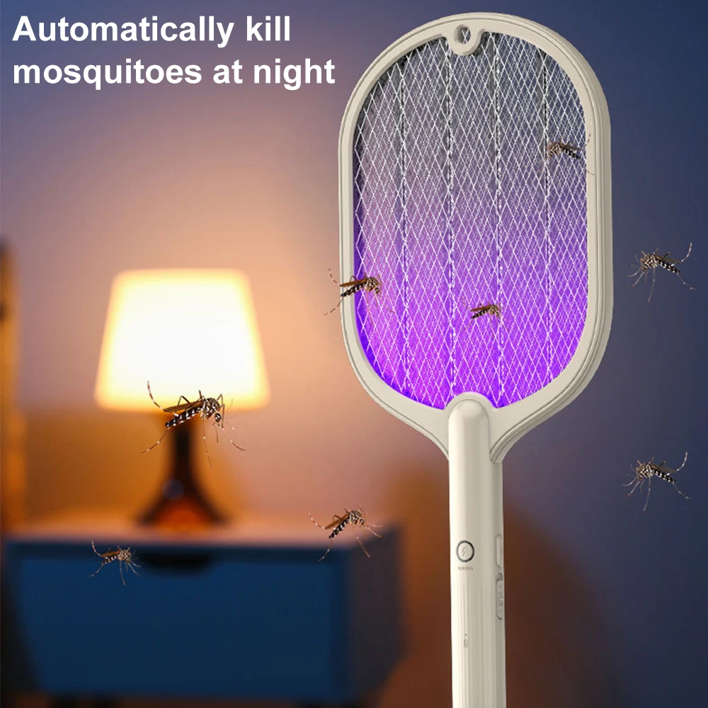 

Mosquito Killer Pest Repellent Insect Racket Trap 2 In 1 LED Electric Rechargeable Fly Swatter With Mosquito Lamp Bug Zapper