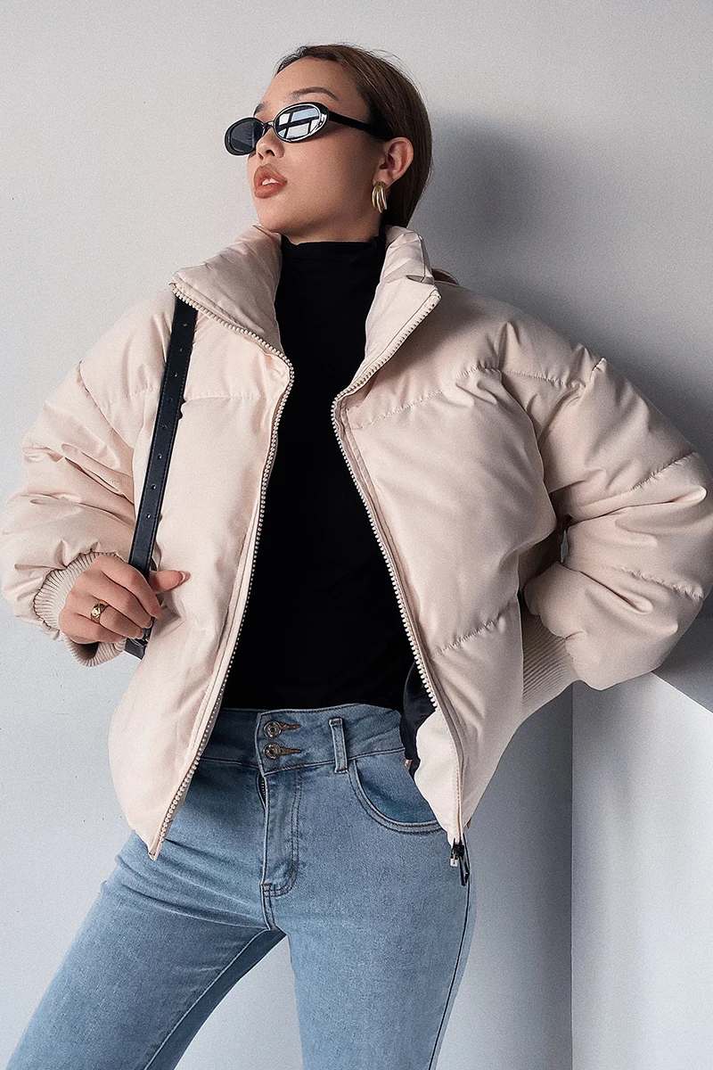 

WOMENGAGA Stand Collar Cotton Padded Women's New Winter Loose Short Jacket Thickened Warm Down Cotton Parkas Fashion TI29