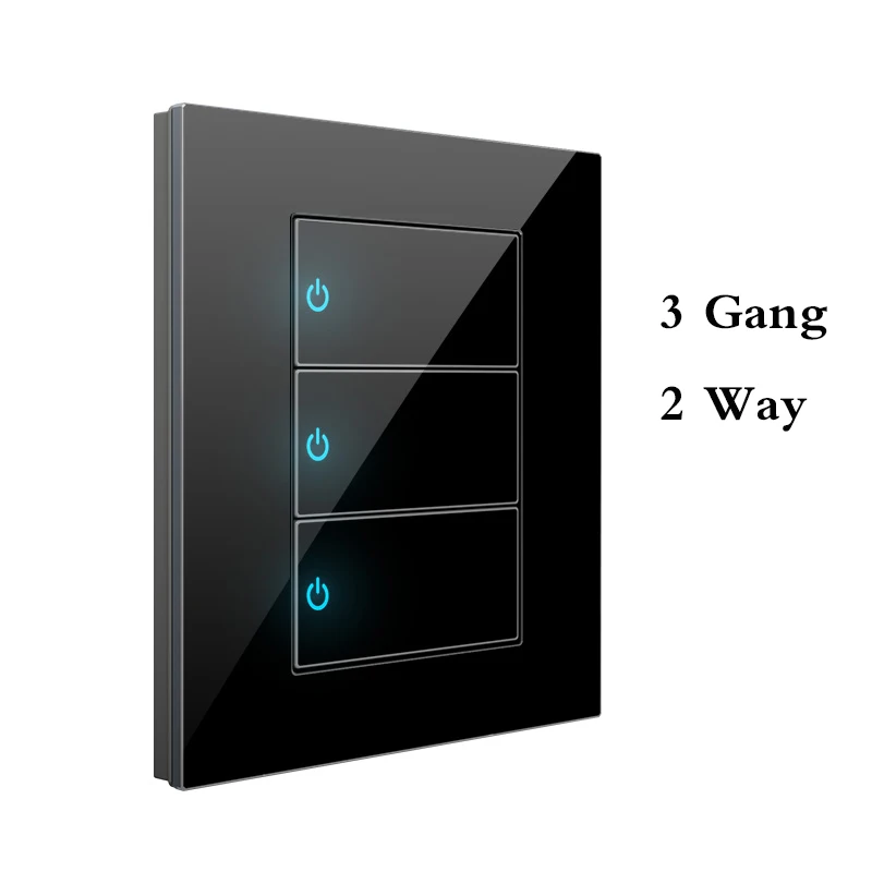 3 Gang 2 Way 1 2 3 4 банда 1 2 способа бытовой выключатель тип розетки 86 настенная розетка со светодиодной закаленным стеклом зеркало сброс выключатели 86*90 мм - Color: 3 Gang 2 Way