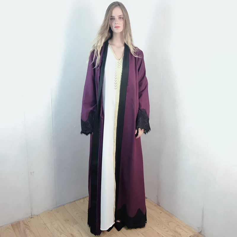 Muslim Abaya lace collage cardigan robe Ramadan Middle East Thobe popular Arab Turkey Malaysia Abaya fash