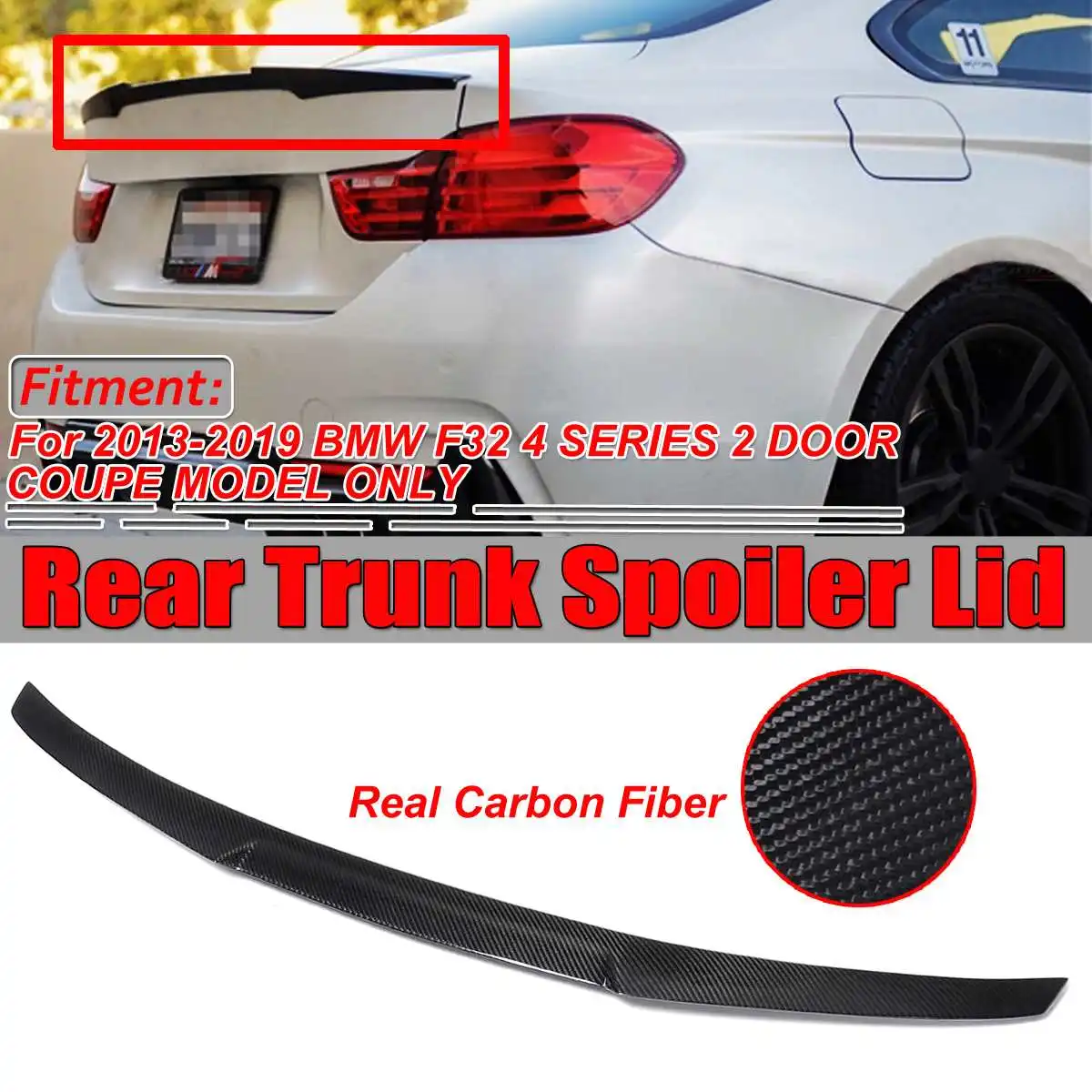For 15 M4 STYLE CARBON FIBER TRUNK LID SPOILER WING BMW F32 4 Series Coupe 