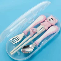 baby gadgets tableware set children utensil stainless steel toddler dinnerware cutlery food feeding spoon fork chopsticks set