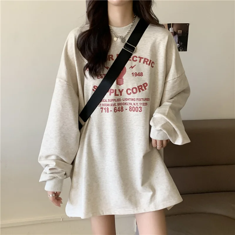 

Oversize Style Hoodies Women Long Sleeve T-shirt Women's 2021 Korean Version Loose Trendy Harajuku Style Thin Early