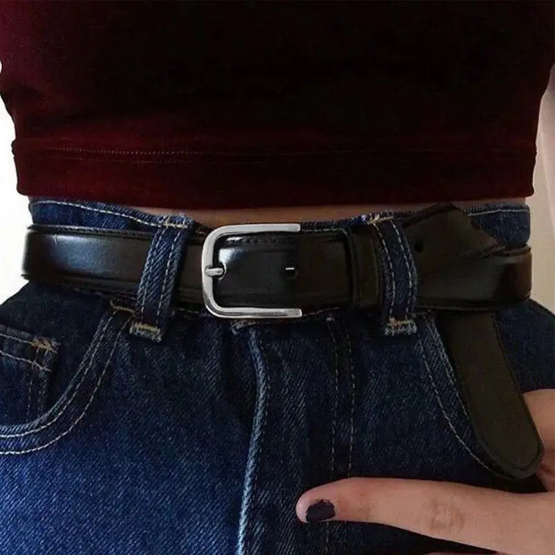 Джинсы трендовая талия 110 см модная юбка пряжка металлическая кожаный ремень |