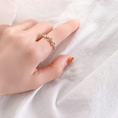

Natural Stones Ring Adjustable Colorful Rainbow Candy Ring Mori Style Jewelry for Women