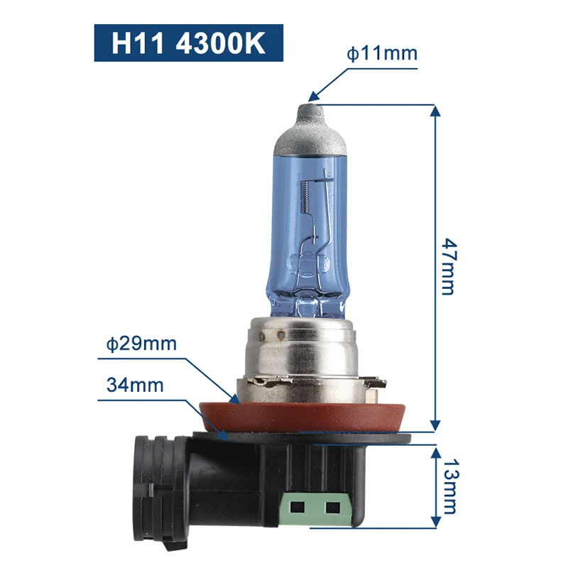 Philips h11 галогенный 55 Вт 12 В Кристальное видение 4300K яркий белый светильник