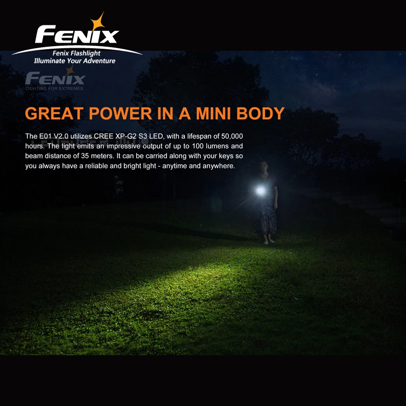 Фонарик для ключей Fenix E01 V2.0 с питанием от AAA|flashlight camera|china winchchina module |