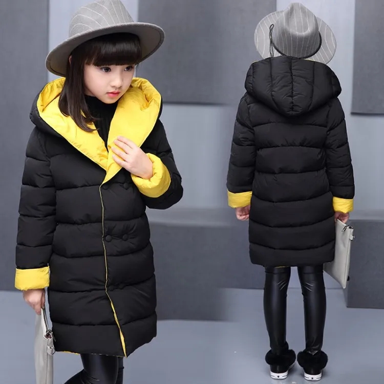Пуховики для девочек Детская уличная теплая одежда плотные пальто ветрозащитные
