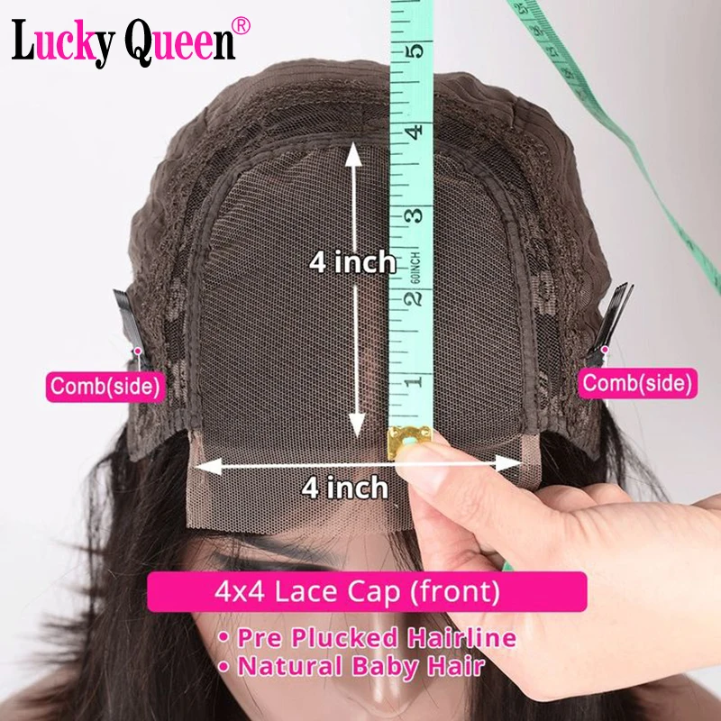 

Brazilian Straight 4x4 Transparent Lace Closure Wigs for Black Women Natural Color Human Hair Wigs Lucky Queen Virgin Hair Wigs