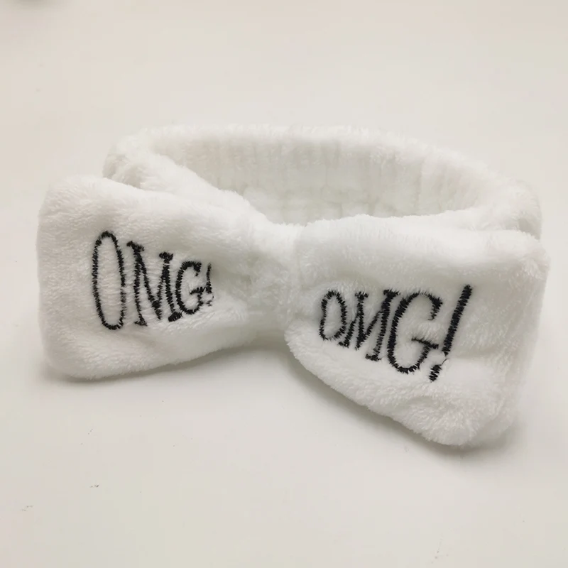 Повязка на голову с бантом-бабочкой женская Модная Мягкая повязка надписью OMG для