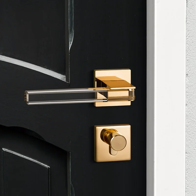 

2021Modern Crystal texture Mute Room Door Lock Handle Fashion Interior Door Lock Anti-theft Gate Lock Furniture Hardware